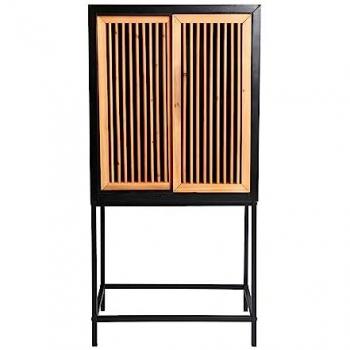 Armario Multiusos Lomqui de Madera DM en Color Negro/Natural - 70x35x140cm