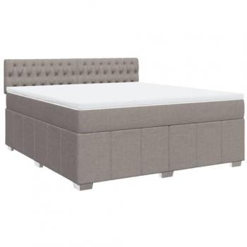 Cama Box Spring con colchón de tela gris taupe 180x200 cm