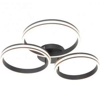 Lámpara de techo negra LED regulable en 3 fases con 3 luces - NAVARA