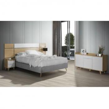 Cabecero de cama Serie Nórdica 2156 Topkit de 254 cm en color Roble y blanco, material madera