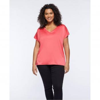 Camiseta de mujer semibrillante con cuello de pico