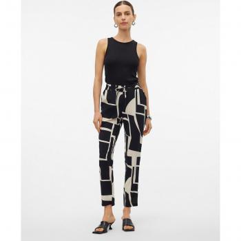 Pantalón holgado de tiro medio negro estampado Vero Moda Easy Joy para mujer