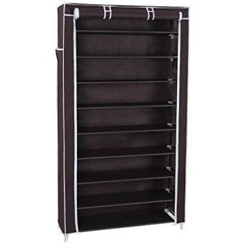 Songmics 40 Pares 10 niveles Zapatero Organizador de tela para zapatos 88 x 28 x 160cm marrón RXJ36Z