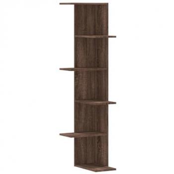 Estantería pared de esquina madera 36,5x36,5x140 cm en colores Blanco, Negro y Roble Sonoma - Mueble de Almacenaje para Oficina, Estudio y Dormitorio