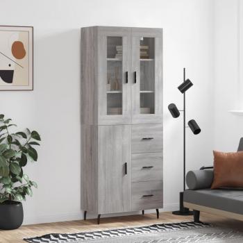 Aparador alto de madera contrachapada gris sonoma 69,5x34x180 cm