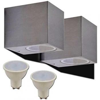 vidaXL Lámpara de pared exterior 2 uds cuadrada descendente