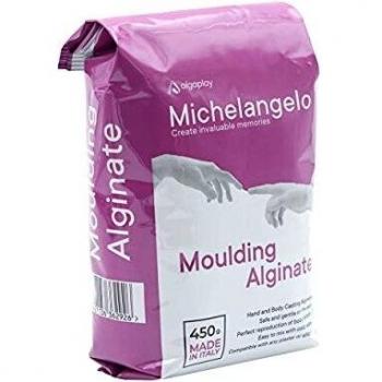 Michelangelo Moulding Alginate 450 g. Alginato cromático para huellas de alta precisión, perfecto para moldear las manos o el cuerpo. Fabricado en Italia.