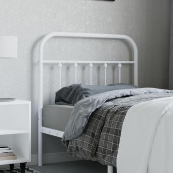 Cabecero de metal blanco de 90 cm con diseño moderno, estructura resistente, acabado en pintura blanca, fácil instalación y adecuado para camas individuales