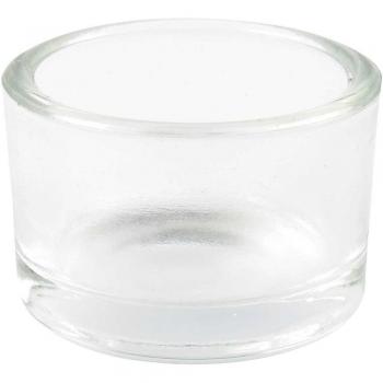 Portavelas de vidrio, altura 3,2 cm, diámetro 5 cm, paquete de 48 piezas