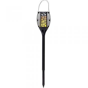 Lámpara LED solar Flame negra, 3 opciones de uso, 42 cm, imitación fuego
