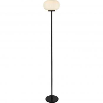 Lámpara de pie Lumina Searchlight con pantalla de vidrio, contemporáneo, acero blanco y negro, 1 luz E27