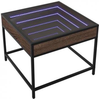 Mesa de centro con Infinity LED marrón roble 50x50x41 cm, mesita de Centro, Mesa Auxiliar, Mesa de salón, mesita, mesita de sofá