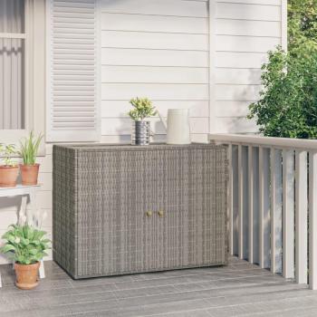 vidaXL Garden Storage Cabinet Grey 100x55.5x80 cm Poly Rattan