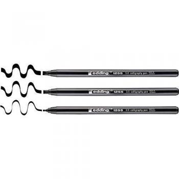 Edding 1255 - Paquete de 3 rotuladores, trazo de 2 a 3,5/5 mm, color negro