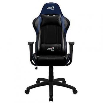 Aerocool Silla Gaming, AeroSuede Transpirable, Respaldo Ajustable, Negro, Azul