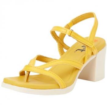 Sandalias de Piel Cannes para Mujer - Altura tacón 7,5 cm, color Amarillo, modelo 1844 Nappa Yellow, talla 38 EU