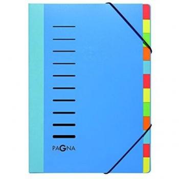 Carpeta Organizadora Pagna A4, 12 Compartimentos, Azul, con Goma de Sujeción y Espalda Flexible