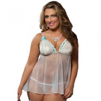 Siete de medianoche hasta 9556 I Do Babydoll y tanga, blanco-azul