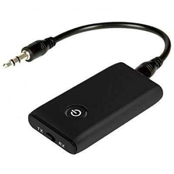 SOOTEWAY Adaptador Bluetooth V5.0 Transmisor y Receptor 2-en-1 Jack 3,5 mm Receptor Audio Música Baja Latencia en Modo RX TX, para TV/Altavoces/PC/Auriculares/Coche