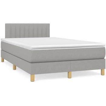 Cama box spring con colchón tela gris claro 120x190 cm