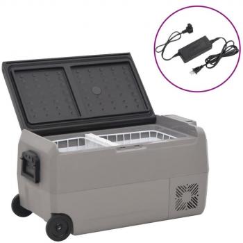 vidaXL Nevera Portátil con Ruedas y Adaptador 36L Negra/Gris
