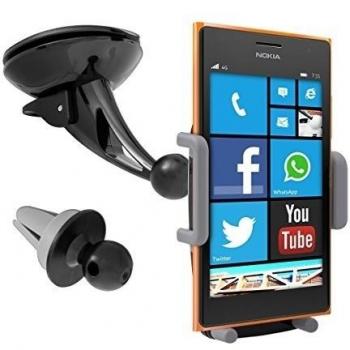 kwmobile Soporte flexible de coche para Nokia Lumia 730 / 735 - Soporte de coche para el parabrisas y la rejilla de ventilación