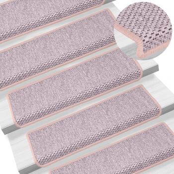Alfombrilla Autoadhesiva de Escalera Sisal 15 uds Protector Color Antracita, Gris y Beige, Plateado