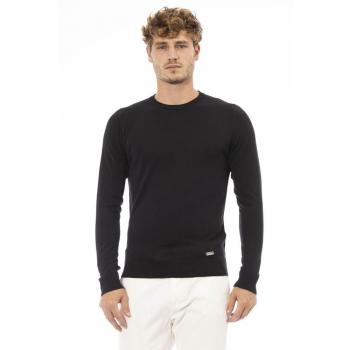 Baldinini Trend Black Modal Crew Neck Sweater - IT56 | 3XL