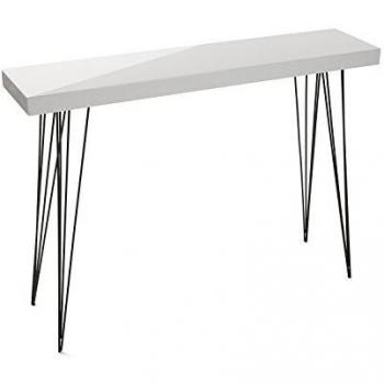 Versa 20361010 Mesa entrada madera color blanco Dallas, 110x80x25, Consola/Cómoda