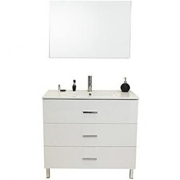 Mueble de baño Montecarlo Ondee 90 cm - Blanco lacado brillante - Entregado montado