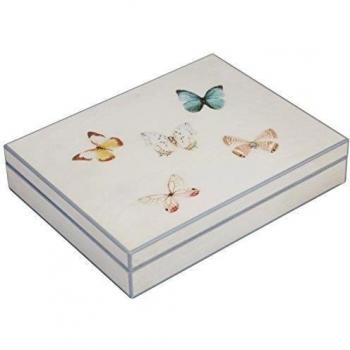 Fundashop Caja de Gemelos Mariposas Hueso, Madera, 19x14.5x4 cm