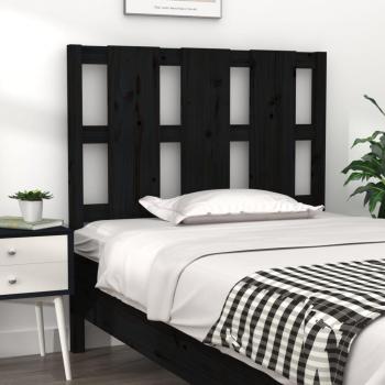 Cabecero de cama negra 105.5x4x100 cm madera maciza de pino