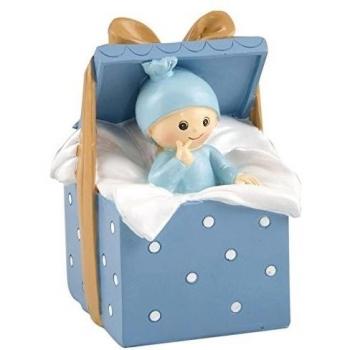 Mopec Y343.3 - Figura de pastel hucha bebé caja regalo, 9 x 14,5 x 9 cm, color azul
