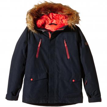 Ziener lomodi chaqueta Abudi de junio de Parka, invierno, infantil, color Azul - Dark Shadow Splash/Hot Red, tamaño 6 años