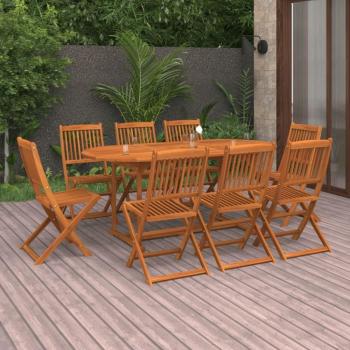 Set de comedor de jardín 9 piezas madera maciza de acacia 180x90x75cm Marrón