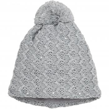 Gorro de punto para niña con pompón plata mélangé