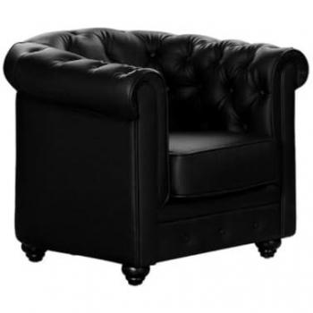 Sillón Chesterfield en similpiel - Negro