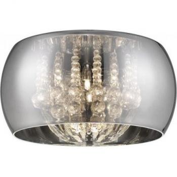Plafón empotrado Design Deni Chrome 6 bombillas 25cm, cristal cromado
