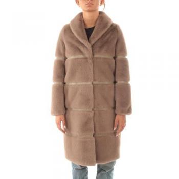Beige Faux Fur Twinset Women's Coat - Size XS