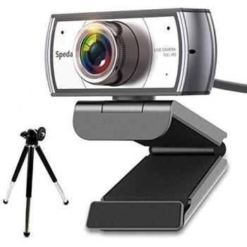 Spedal Full HD Webcam 1080p Webcam Gran Angular con Micrófonos y Trípode Camaras Webcam para PC Camara para Streaming Videollamadas Clases en Línea Conferencias