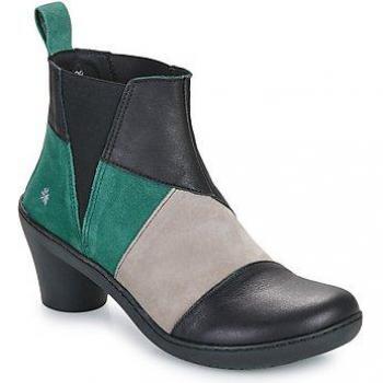 Botines de mujer de piel con cierre de cremallera Art 1453 MULTI LEATHER BLACK-ALPINE/ ALFAMA
