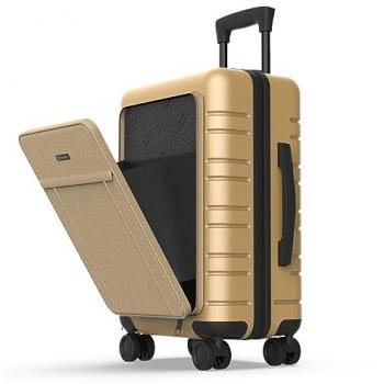 Maleta de Cabina Numada Upfly T21 con Bolsillo Frontal, Ruedas 360°, Cierre TSA y Carga USB (56x37x23,5cm) Beige