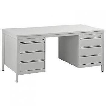 Escritorio Eurokraft Basic para Encargados Gris, 6 Cajones de 140 mm, Dimensiones 1600 x 800 mm