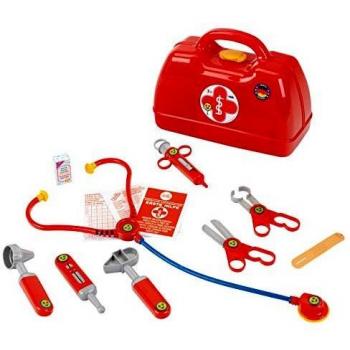 Theo Klein 4457 Maletín de médico, Con estetoscopio, termómetro, jeringuilla y mucho más, robusto con práctica asa de transporte, Medidas 24 cm x 11 cm x 19 cm, Juguete para niños a partir de 3 años