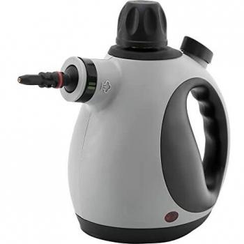 HOMCOM Limpiador a Vapor de Mano 1050W Vaporeta de Limpieza 3,2 Bares de Presión con Tanque de 350 ml y 9 Accesorios Multiuso para Sofá Asientos Coche Cocina 30x15x21 cm Negro y Gris