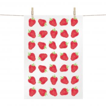Trapo de Cocina, Paño de Cocina con Fresas color rojo, blanco y verde claro 68 x 48 cm