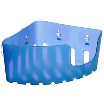 TATAY 4520303 - Cesta rinconera organizadora de ducha con ventosas, capacidad para 2 kg, Plástico Polipropileno, Color azul, 20.5x20.5x11 cm
