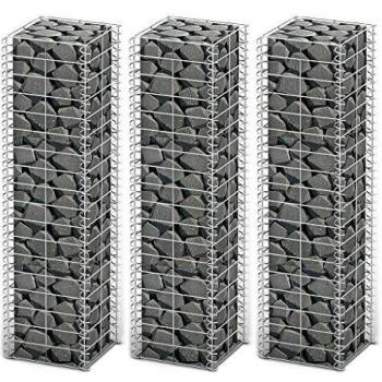 vidaXL 3x Cestas Muros de Gaviones Pared Alambre Acero Galvanizado 25x25x100cm
