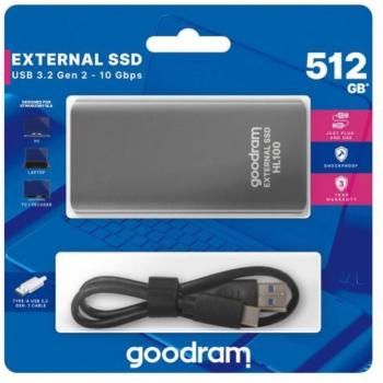 GoodRam HL100 External SSD 512GB USB-C 3.2 Gen 1 (5 Gbit/s) SATA III Black