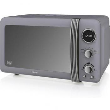Swan Retro SM22030GRNEU Microondas Digital 20L, 5 Niveles de Potencia, Función Descongelación, Temporizador 60 Minutos, Puerta Espejo, Plato Giratorio